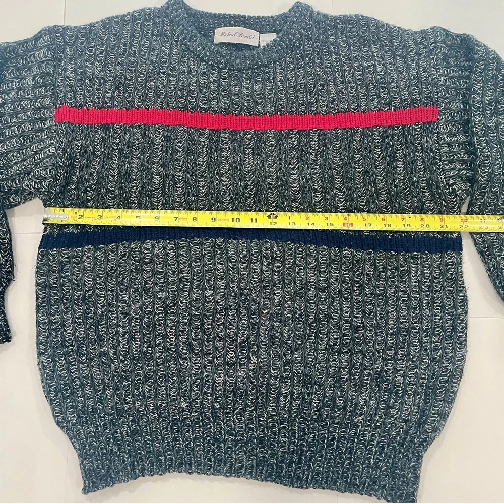VNTG 80s 90s Michael Gerald Cable Knit Chunky Dad Core Pullover Grey Sweater (L)